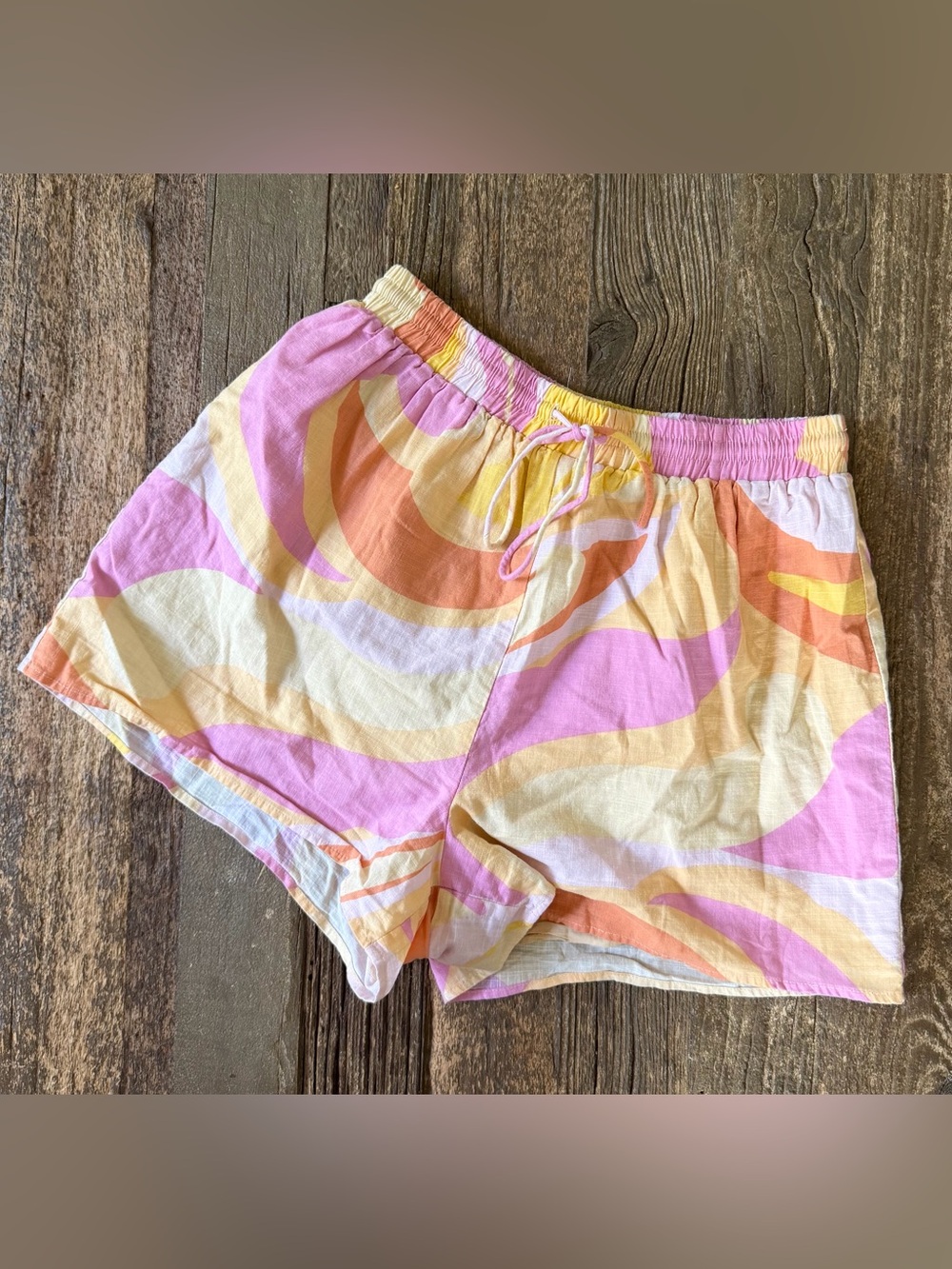 SABO Pink Orange Abstract Print Drawstring Shorts Size M US 6